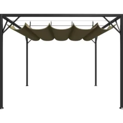 Havepavillon med tilbagetrækkeligt tag 3x3 m 180 g/m² gråbrun - Havepavillon - Havepavilloner - Home & Living