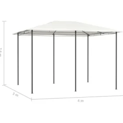 Havepavillon 3x4 m - Robust stålkonstruktion | Farve: Creme | Størrelse: 3x4x2,6 m