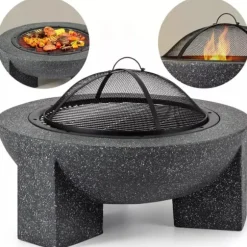 Havepejs til terrasse eller grund - Mørk granit + grill + poker