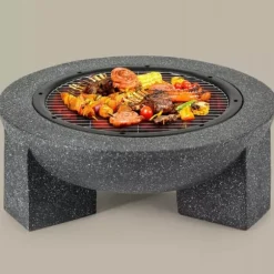 Havepejs til terrasse eller grund - Mørk granit + grill + poker