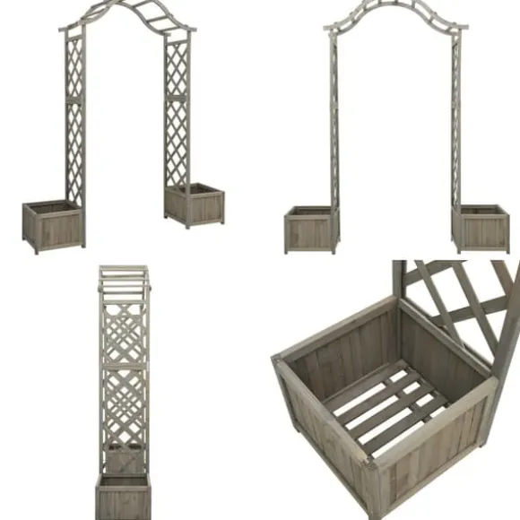 Havepergola med plantekasse massivt fyrretræ grå - Pergola - Pergolaer - Home & Living
