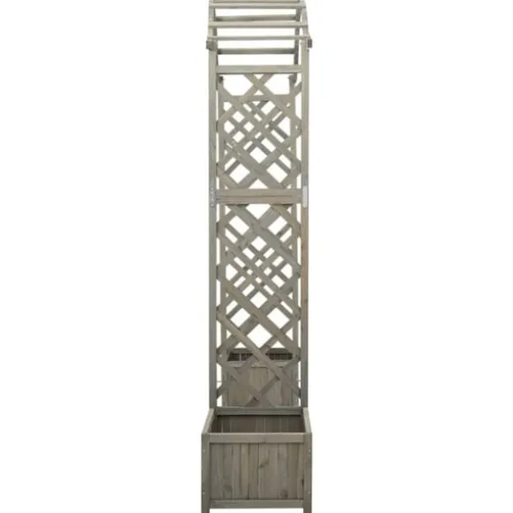 Havepergola med plantekasse massivt fyrretræ grå - Pergola - Pergolaer - Home & Living