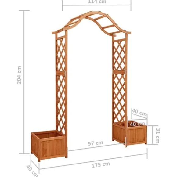 Havepergola med plantekasser i massivt fyrretræ | Farve: Natur | Størrelse: Standard