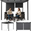 Havepergola 3x4 m stål 2,4 m vandtæt med 4 sidemarkiser