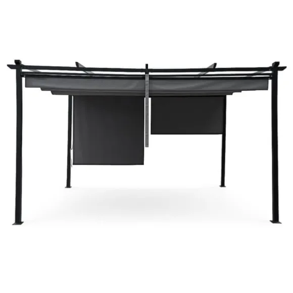 Havepergola 3x4 m stål 2,4 m vandtæt med 4 sidemarkiser