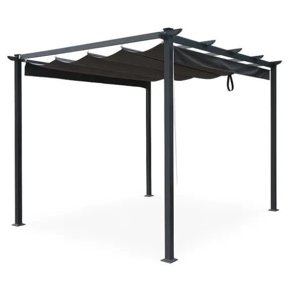 Havepergola 3x4 m stål 2,4 m vandtæt med 4 sidemarkiser