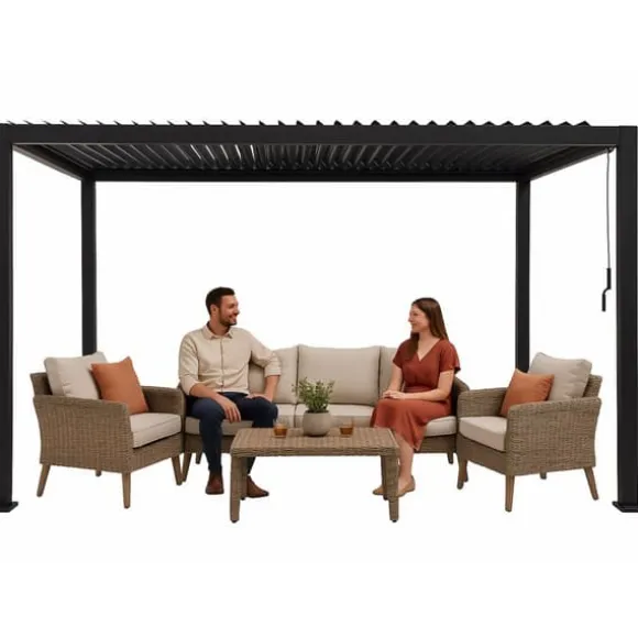 HAVEPergola 3x4m justerbart lameltag ANTRACIT terrasse ALUMINIUM