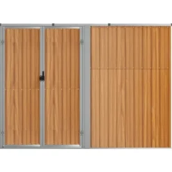 Haveredskabsskur i galvaniseret stål - Opbevaring til haveredskaber | Størrelse: 225x89x161 cm | Farve: Brun