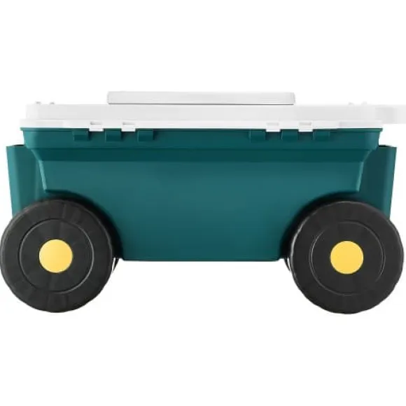 Havescooter med sæde, 52x31x28 cm, grå, opbevaring
