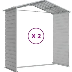 Haveskur i galvaniseret stål - Multifunktionel opbevaring | Størrelse: 191x215x198 cm | Farve: Lysegrå