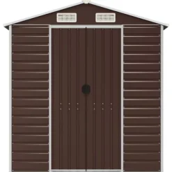 Haveskur i galvaniseret stål - Multifunktionel opbevaring | Farve: Brun | Størrelse: 191x89,5x198 cm