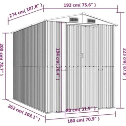 Haveskur i galvaniseret stål til værktøj og haven | Farve: Grøn | Størrelse: 192x274x223 cm