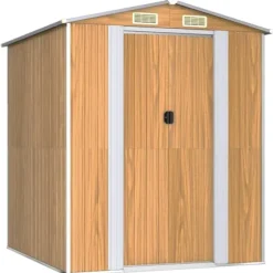 Haveskur i galvaniseret stål - Rummelig opbevaringsløsning | Farve: Lysebrun | Størrelse: 192x191x223 cm
