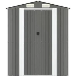 Haveskur i galvaniseret stål - Rummelig opbevaringsløsning | Farve: Lysegrå | Størrelse: 192x85x223 cm