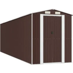 Haveskur i galvaniseret stål - Rummelig opbevaring | Farve: Mørkebrun | Størrelse: 192x689x223 cm