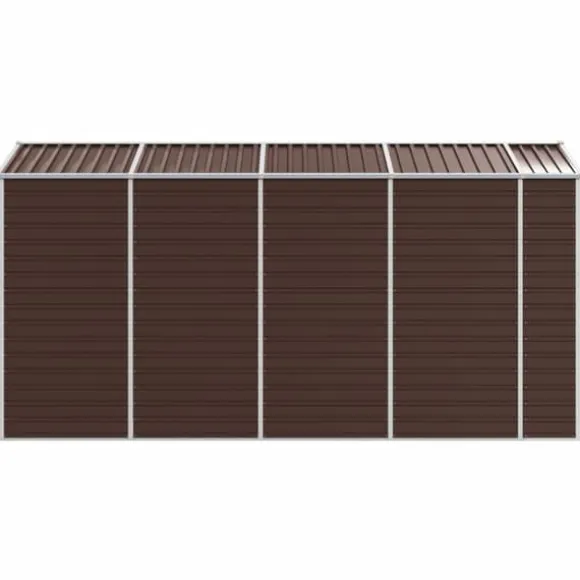 Haveskur i galvaniseret stål - Praktisk og robust opbevaring | Farve: Brun | Størrelse: 191x385x198 cm