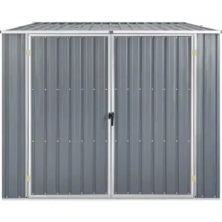 Haveskur i galvaniseret stål - Opbevaringsskab til haven | Størrelse: 195x198x159 cm | Farve: Grå