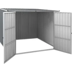 Haveskur i galvaniseret stål - Opbevaringsskab til haven | Størrelse: 195x198x159 cm | Farve: Grå