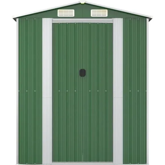 Haveskur i galvaniseret stål - Rummelig opbevaring | Farve: Grøn | Størrelse: 192x938x223 cm