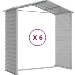Haveskur i galvaniseret stål - Multifunktionel opbevaring | Farve: Lysegrå | Størrelse: 191x555x198 cm