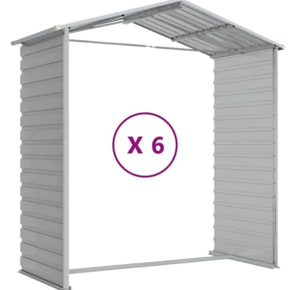 Haveskur i galvaniseret stål - Multifunktionel opbevaring | Farve: Lysegrå | Størrelse: 191x555x198 cm