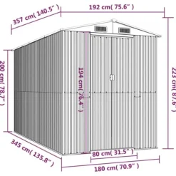Haveskur i galvaniseret stål - Rummelig opbevaringsløsning | Farve: Antracitgrå | Størrelse: 192x357x223 cm