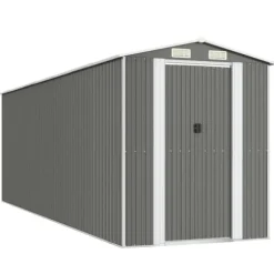 Haveskur i galvaniseret stål - Rummelig opbevaring | Farve: Lysegrå | Størrelse: 192x606x223 cm
