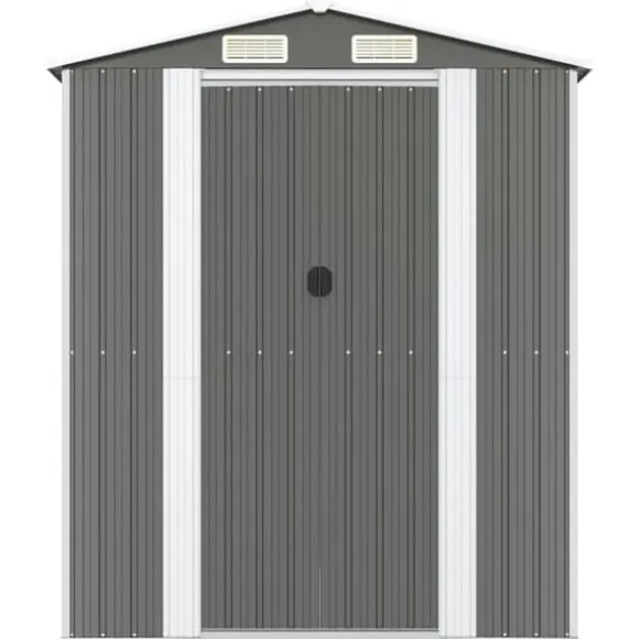 Haveskur i galvaniseret stål - Rummelig opbevaring | Farve: Lysegrå | Størrelse: 192x606x223 cm