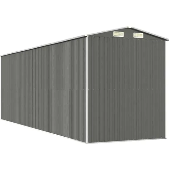 Haveskur i galvaniseret stål - Rummelig opbevaring | Farve: Lysegrå | Størrelse: 192x606x223 cm