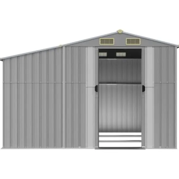 Haveskur i galvaniseret stål - Robust opbevaring | Farve: Grå | Størrelse: 277x279x179 cm