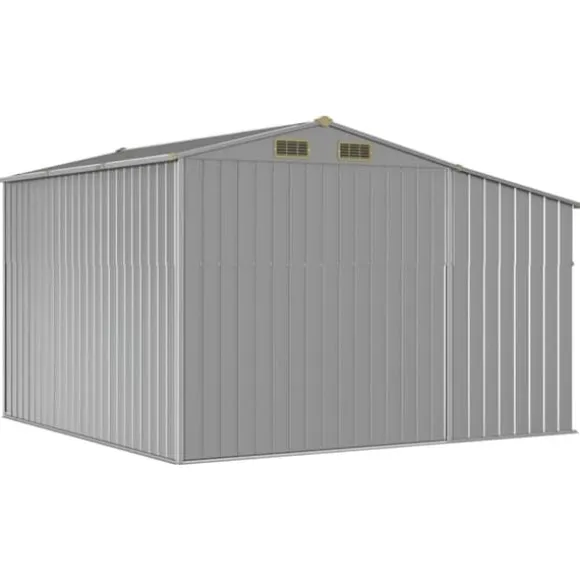 Haveskur i galvaniseret stål - Robust opbevaring | Farve: Grå | Størrelse: 277x279x179 cm