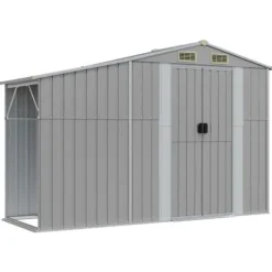 Haveskur i galvaniseret stål - Robust opbevaring | Farve: Grå | Størrelse: 277x279x179 cm