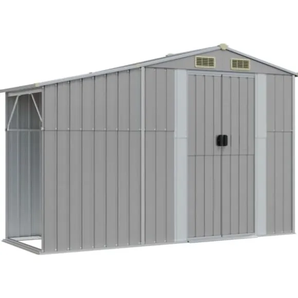 Haveskur i galvaniseret stål - Robust opbevaring | Farve: Grå | Størrelse: 277x279x179 cm