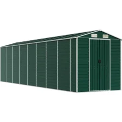 Haveskur i galvaniseret stål - Robuste opbevaringsløsninger | Farve: Grøn | Størrelse: 191x725x198 cm