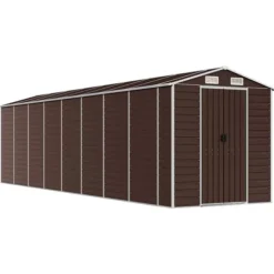 Haveskur i galvaniseret stål - Multifunktionel opbevaring | Størrelse: 191x725x198 cm | Farve: Brun