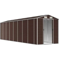 Haveskur i galvaniseret stål - Multifunktionel opbevaring | Størrelse: 191x725x198 cm | Farve: Brun