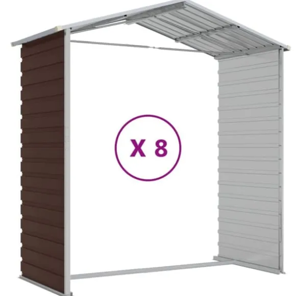 Haveskur i galvaniseret stål - Multifunktionel opbevaring | Størrelse: 191x725x198 cm | Farve: Brun