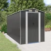 Haveskur i galvaniseret stål - Rummeligt opbevaringsskur | Farve: Antracitgrå | Størrelse: 192x440x223 cm
