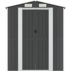 Haveskur i galvaniseret stål - Rummeligt opbevaringsskur | Farve: Antracitgrå | Størrelse: 192x440x223 cm