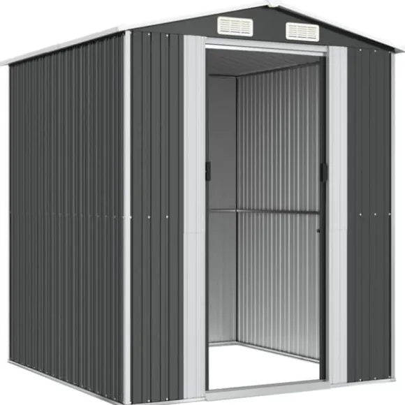Haveskur i galvaniseret stål - Rummelig opbevaringsløsning | Farve: Antracitgrå | Størrelse: 192x191x223 cm
