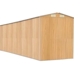 Haveskur i galvaniseret stål - Rummeligt opbevaringsskur | Farve: Lysebrun | Størrelse: 192x689x223 cm