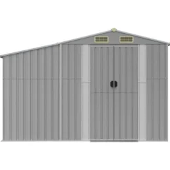 Haveskur i galvaniseret stål - Udendørs opbevaringsløsning | Størrelse: 277x192,5x179 cm | Farve: Grå