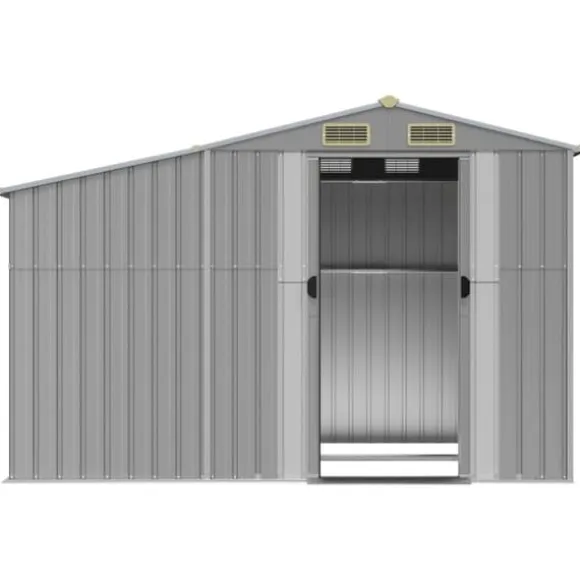 Haveskur i galvaniseret stål - Udendørs opbevaringsløsning | Størrelse: 277x192,5x179 cm | Farve: Grå