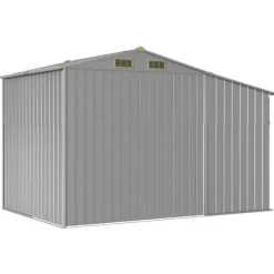 Haveskur i galvaniseret stål - Udendørs opbevaringsløsning | Størrelse: 277x192,5x179 cm | Farve: Grå