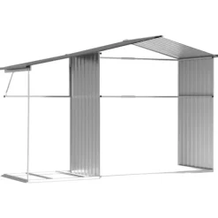 Haveskur i galvaniseret stål - Udendørs opbevaringsløsning | Størrelse: 277x192,5x179 cm | Farve: Grå