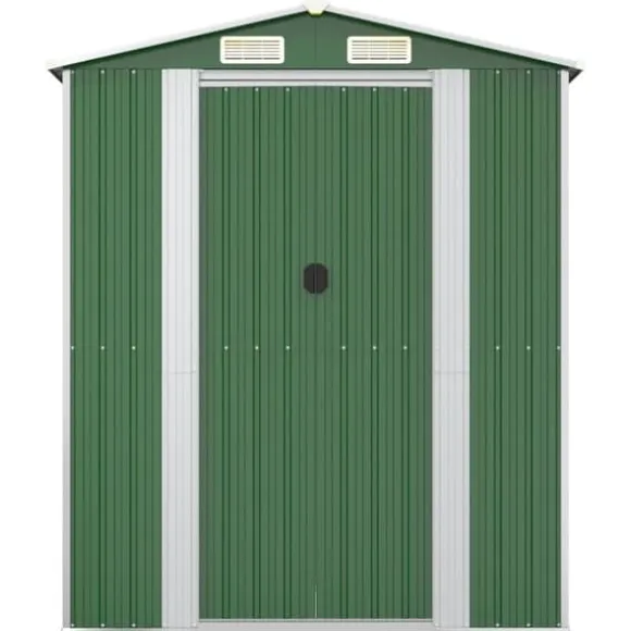Haveskur i galvaniseret stål - Rummelig opbevaringsløsning | Farve: Grøn | Størrelse: 192x85x223 cm