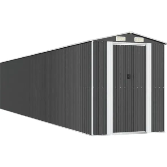 Haveskur i galvaniseret stål - Rummelig opbevaring | Farve: Antracitgrå | Størrelse: 192x102x223 cm