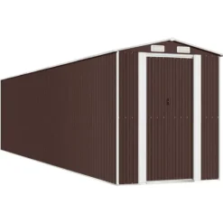 Haveskur i galvaniseret stål - Smart opbevaringsløsning | Farve: Mørkebrun | Størrelse: 192x85x223 cm