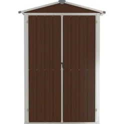 Haveskur i galvaniseret stål - Opbevaringshus | Størrelse: 116x45x175 cm | Farve: Brun