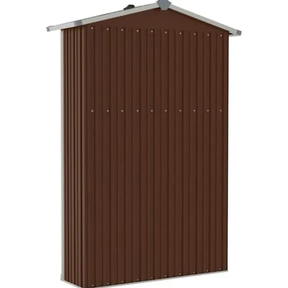 Haveskur i galvaniseret stål - Opbevaringshus | Størrelse: 116x45x175 cm | Farve: Brun